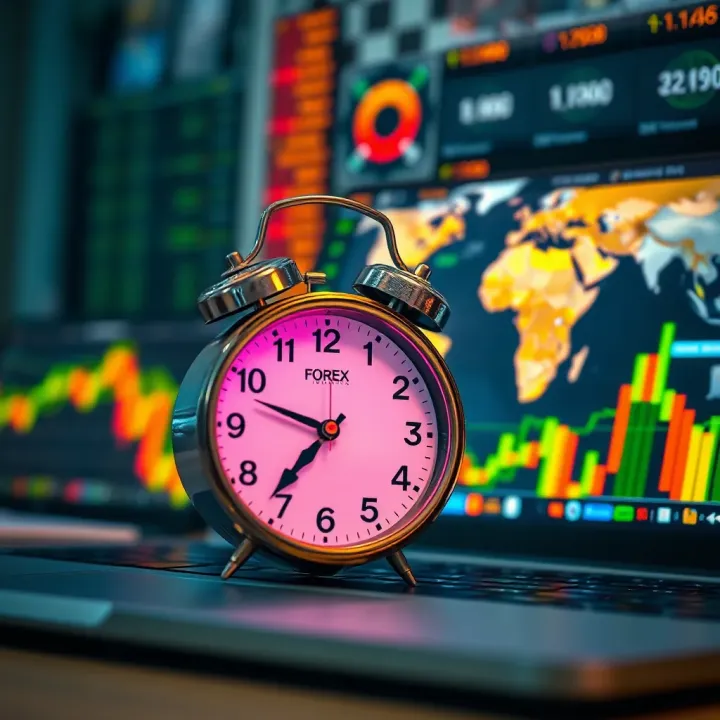 Clock and laptop symbolizing flexible trading hours and global access