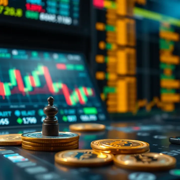Illustration of automated crypto trading concept with digital currencies and algorithmic signals