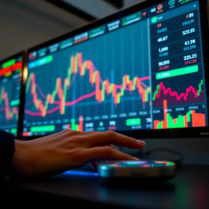 User interface of a trading application showing live stock market charts and data