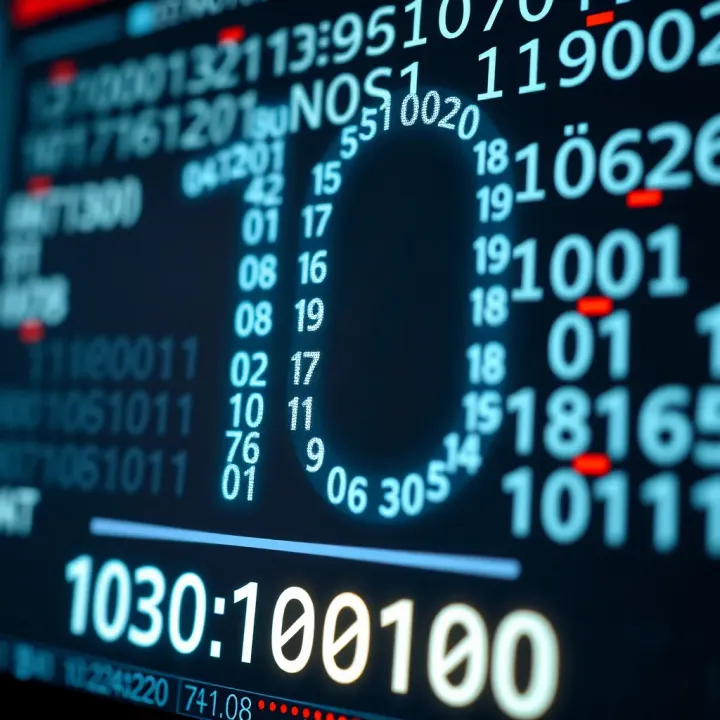 Binary number displayed on a digital screen with decimal input