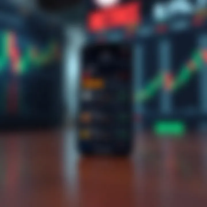 Mobile device displaying multiple cryptocurrency prices and trading options