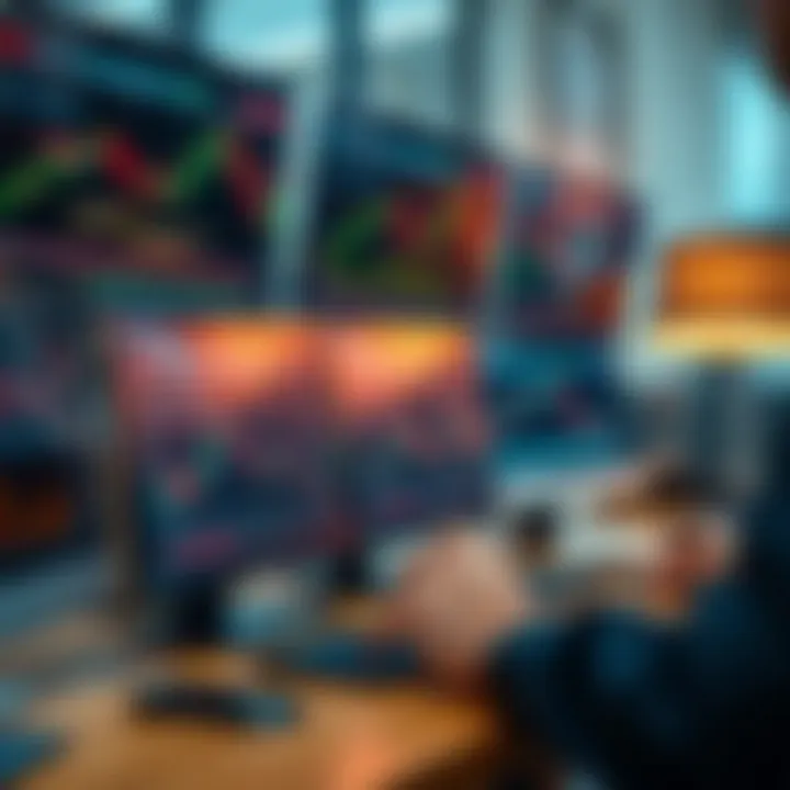 Selection of digital platforms displaying binary option trading interfaces with charts and trading options