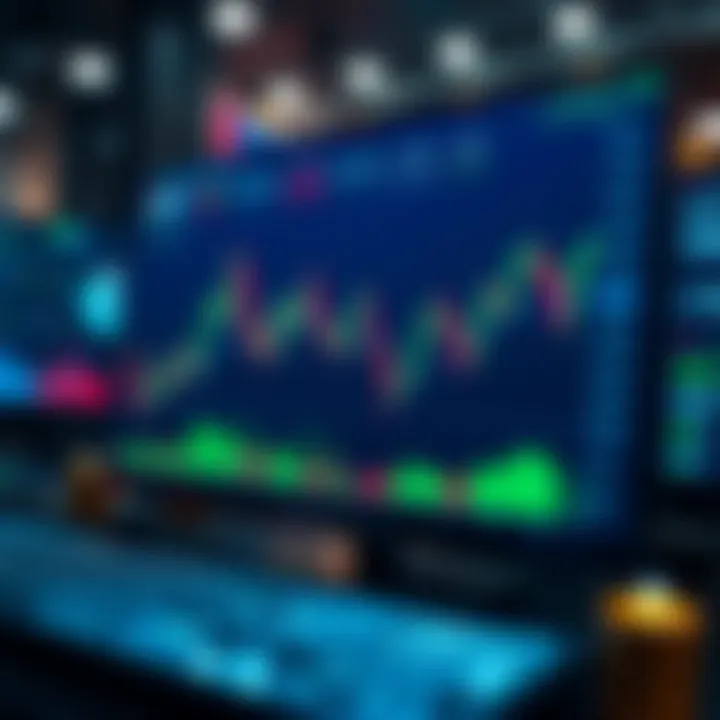 Digital interface displaying automated cryptocurrency trading charts and real-time market data