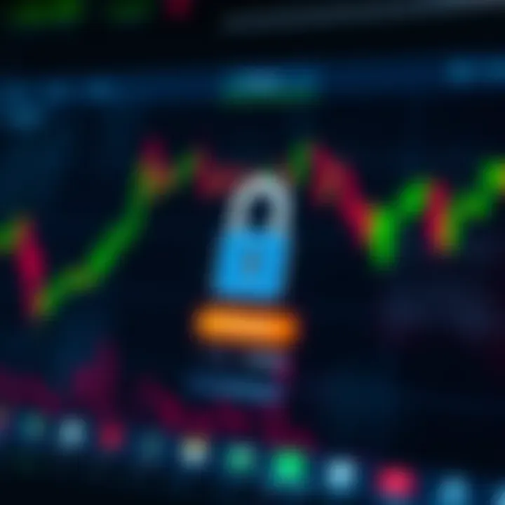 Secure login screen of a financial trading app emphasizing security features