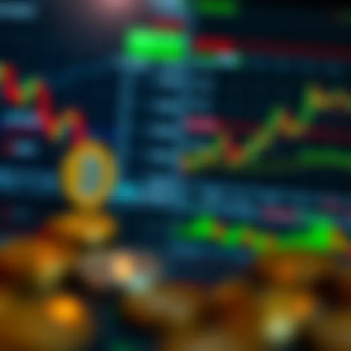 Visual comparison of cryptocurrency symbols and forex currency pairs with digital trading charts