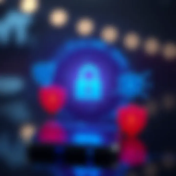 Visual representation of security features including digital locks and shield icons emphasizing app safety measures