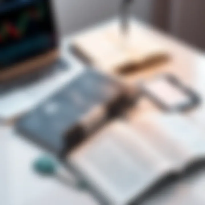 Comprehensive Forex Trading Strategies Guide for Nigerian Traders An open book displaying forex trading strategies alongside a laptop and a notepad on a desk