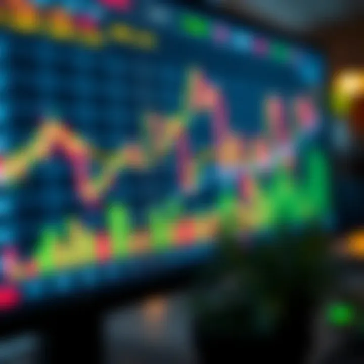Illustration of a digital chart displaying forex currency pair trends and analysis