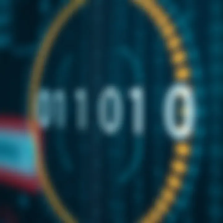 Diagram illustrating the binary number system with zeros and ones representing data