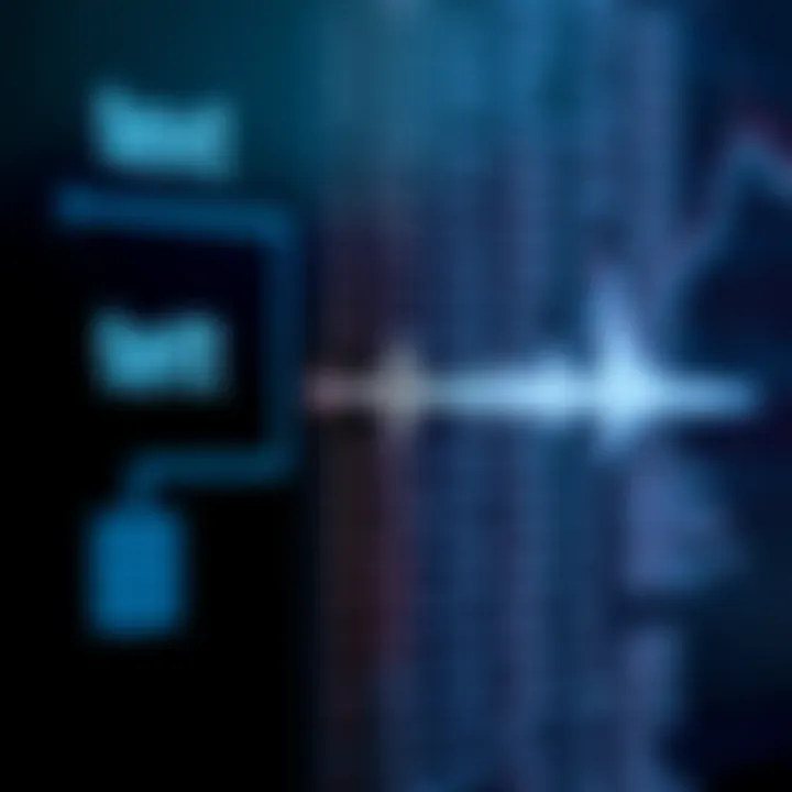 Conceptual diagram showing different data types like text, sound waves, and pixels converted into binary code