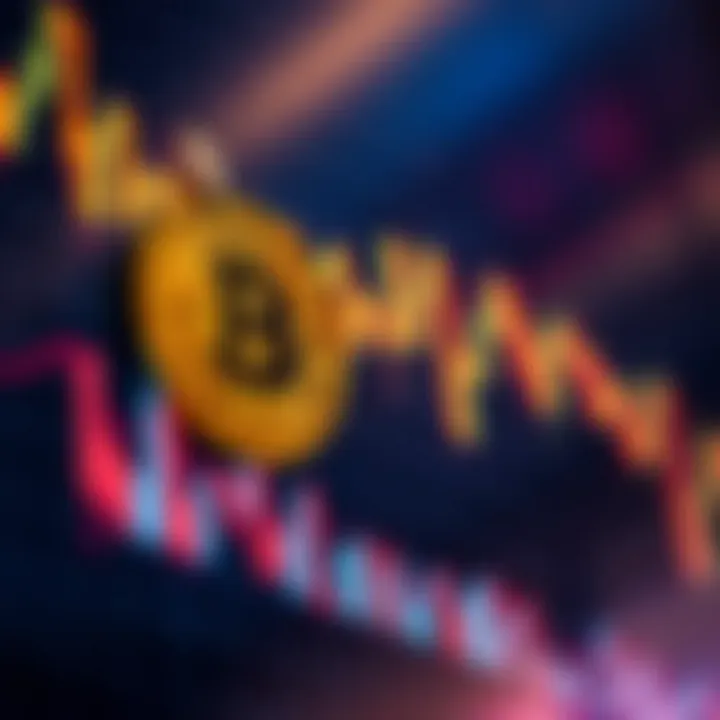 Digital graph showing cryptocurrency price fluctuations with Bitcoin and Ethereum symbols