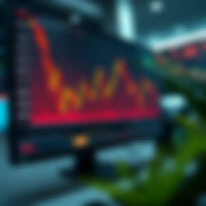 Graph showing currency trading trends on a computer screen