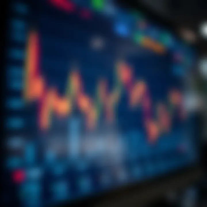 Graph showing currency exchange rate fluctuations on a digital trading platform