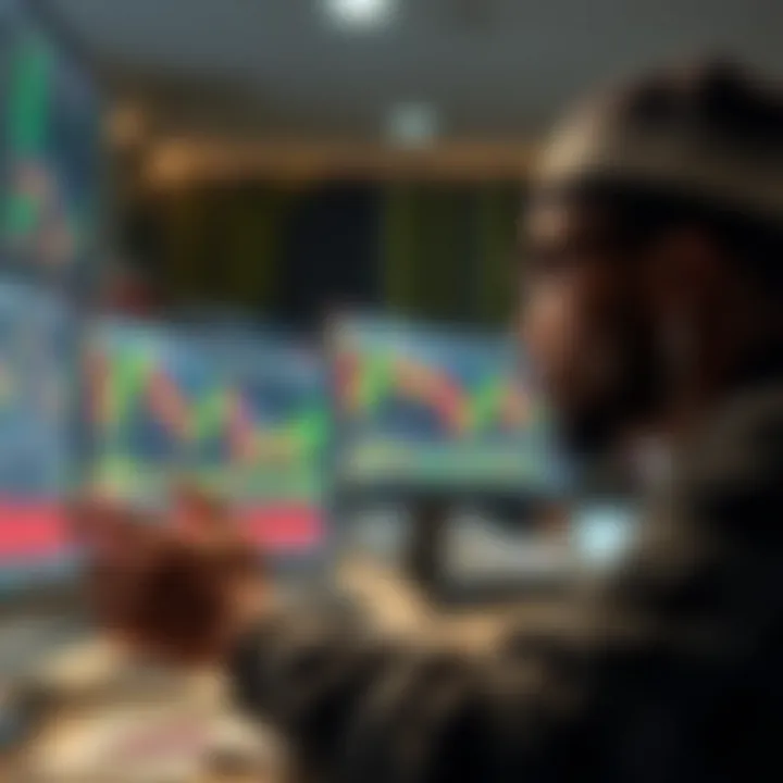Nigerian trader analyzing forex market charts and indicators