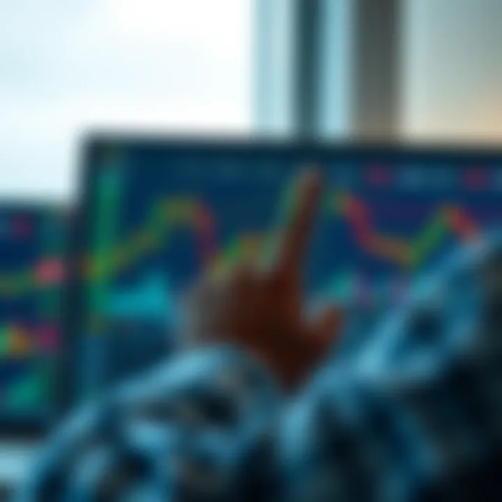 Illustration of a digital trading platform dashboard showing signal alerts and market data