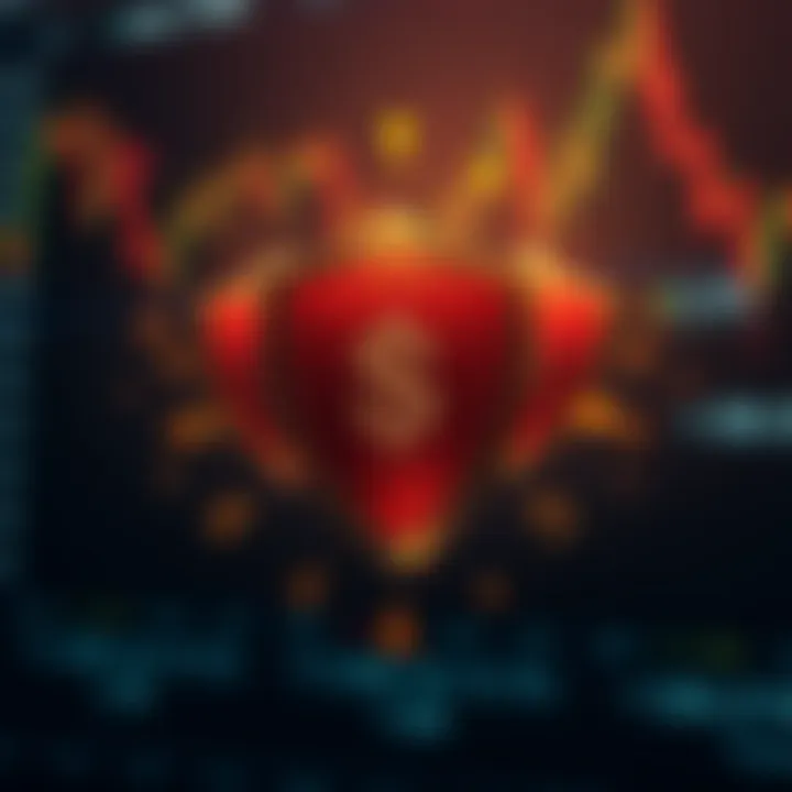 Risk Management Techniques in Forex Trading for Currency Market Stability Conceptual illustration of risk management strategies in forex trading featuring protective shields and market symbols