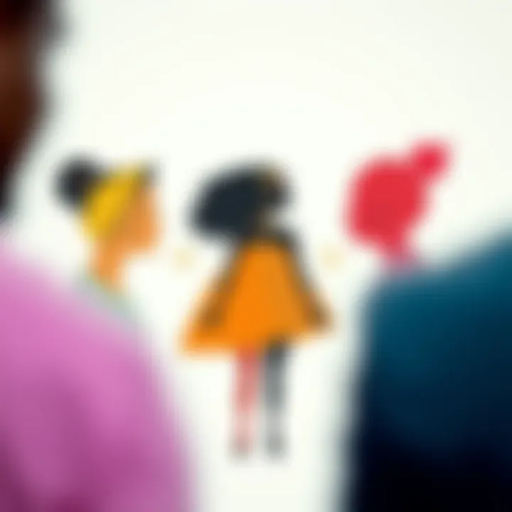 Illustration representing gender diversity with abstract colorful shapes blending traditional gender symbols