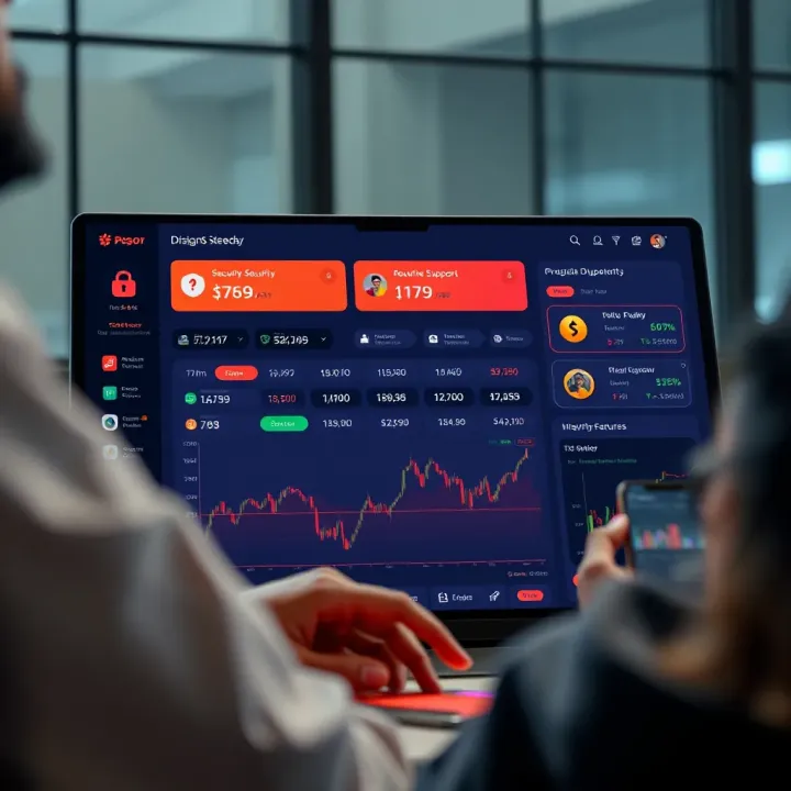 User-friendly dashboard of a popular Nigerian trading app highlighting features like security and customer support.