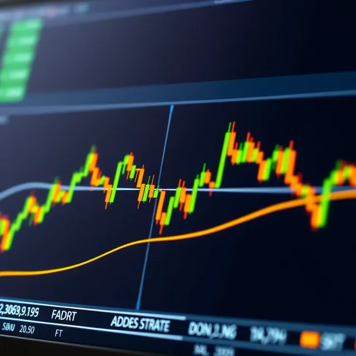 Illustration showing forex market chart with currency pairs and trend lines