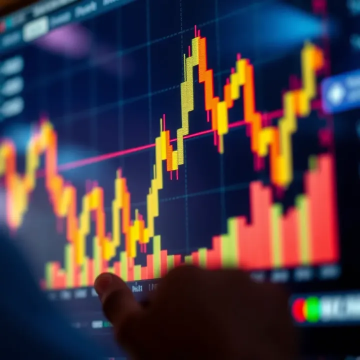 Graph showing forex market trends and technical indicators