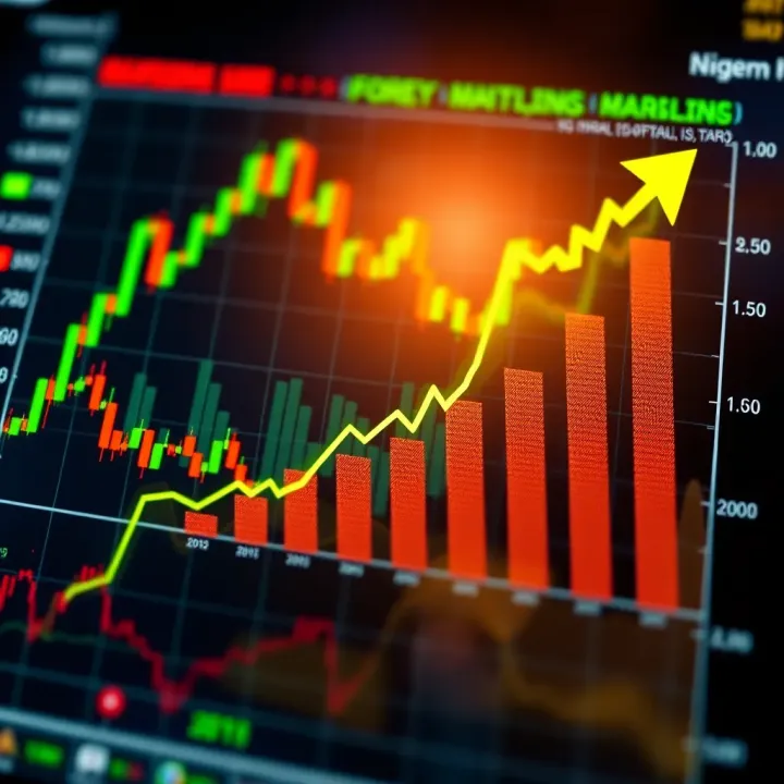 Graph showing investment growth with Nigerian Naira and forex market indicators