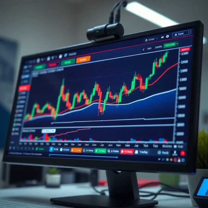 Illustration showing a digital forex trading chart with currency pairs and trend lines on a computer screen