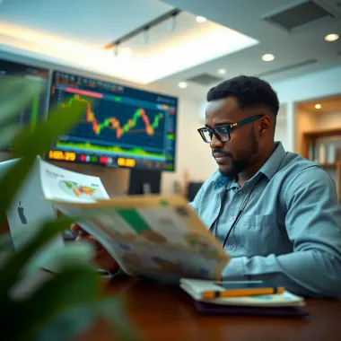 Forex Trading Education and Skill Development for Nigerian Traders Visual representation of a trader reviewing educational materials on a laptop with Nigerian currency symbols