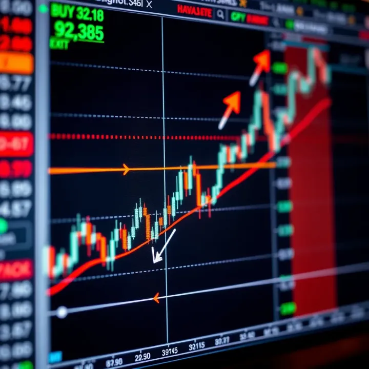 Graph showing forex trading signals with arrows indicating buy and sell points