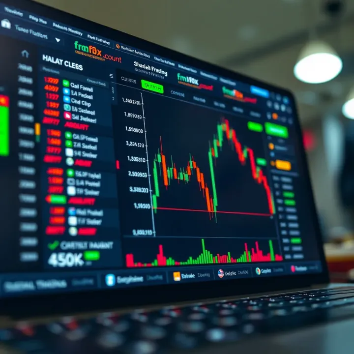 Representation of a digital trading platform interface highlighting halal forex account options for Nigerian investors