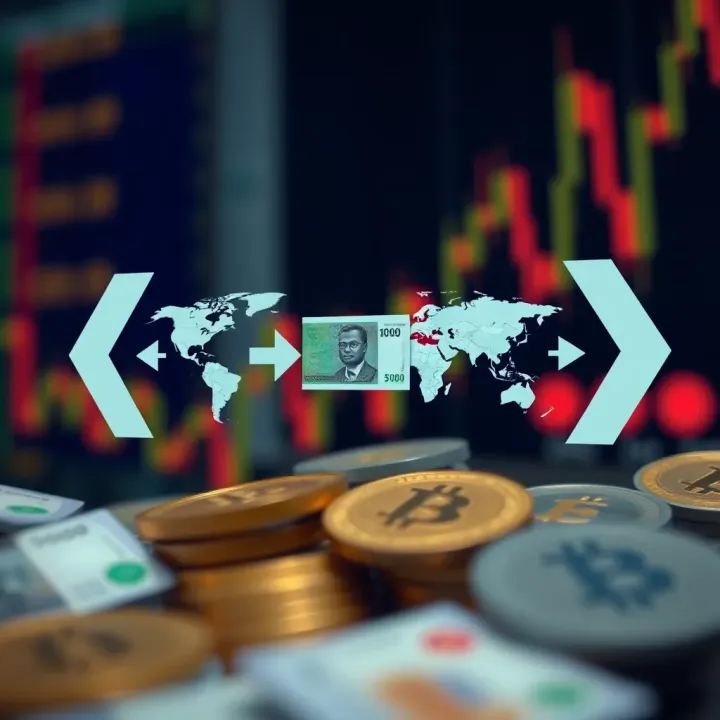 Diagram showing Nigerian naira symbol alongside global currencies with arrows indicating exchange and risk management