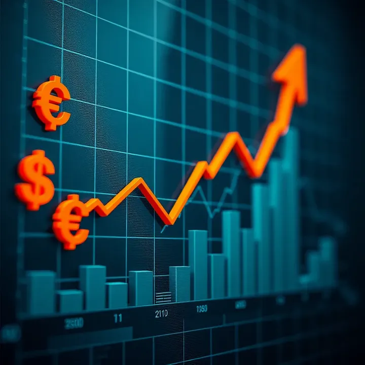 Graph showing upward trend with currency symbols and Nigerian naira signs