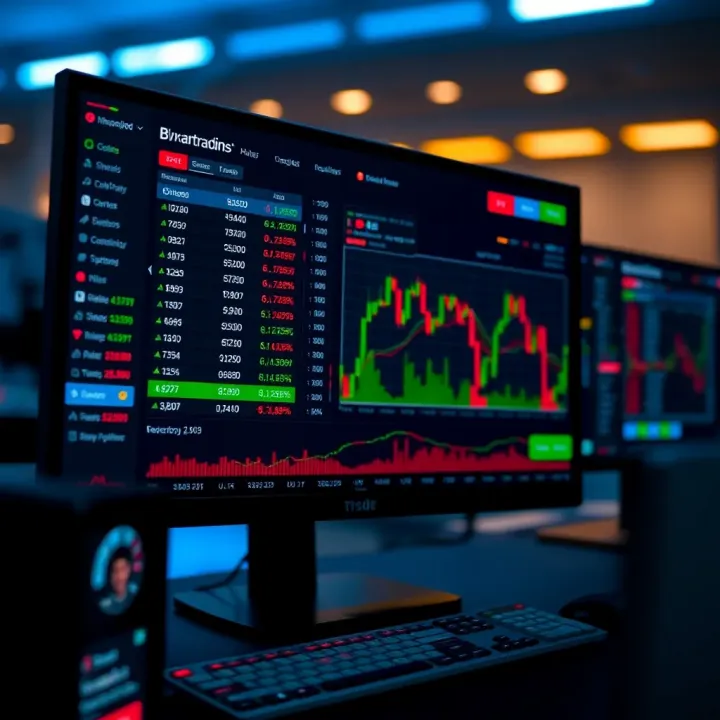 Digital interface displaying binary options platform with trading options and risk management tools