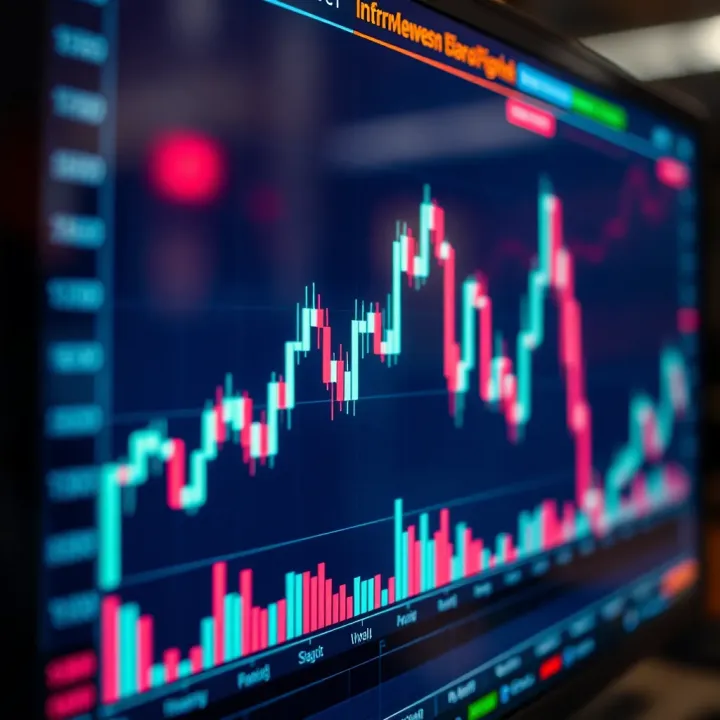 Forex trading chart showing currency price movement on digital display