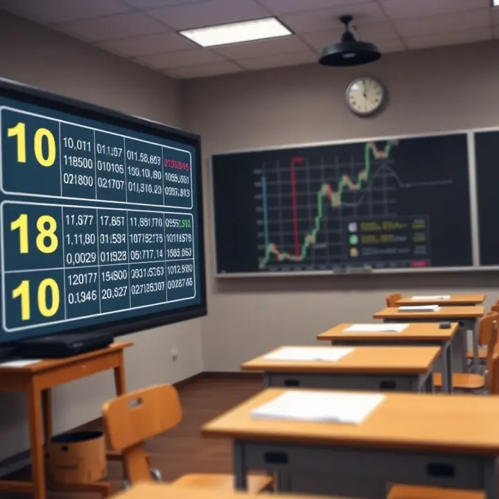 Chart showing binary arithmetic operations with examples in a classroom setting