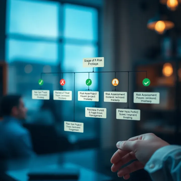 Flowchart depicting stages of risk assessment and mitigation in project lifecycle