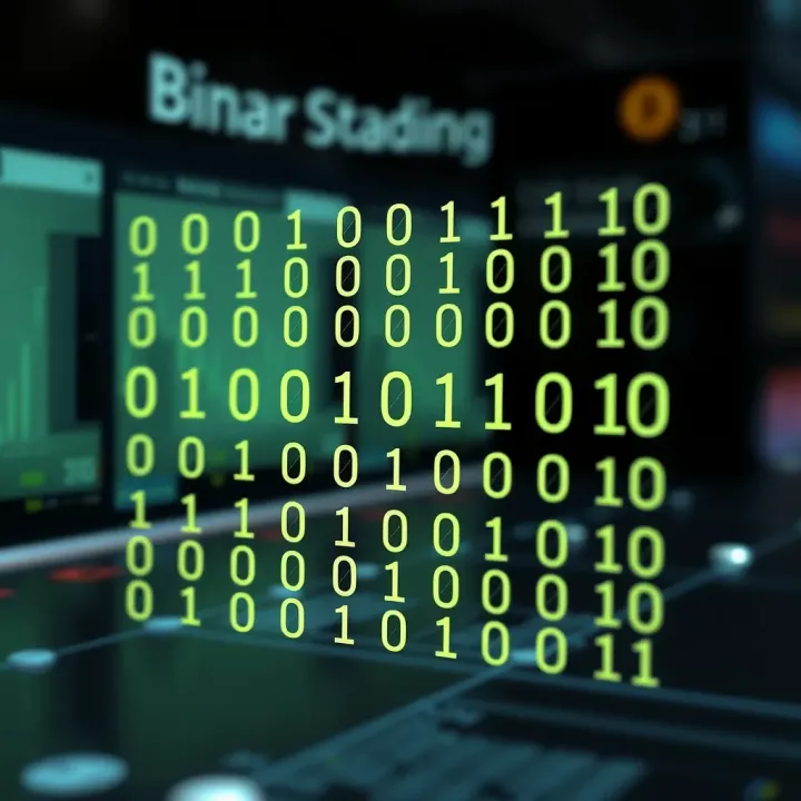 Diagram illustrating the binary number system with zeros and ones interconnected