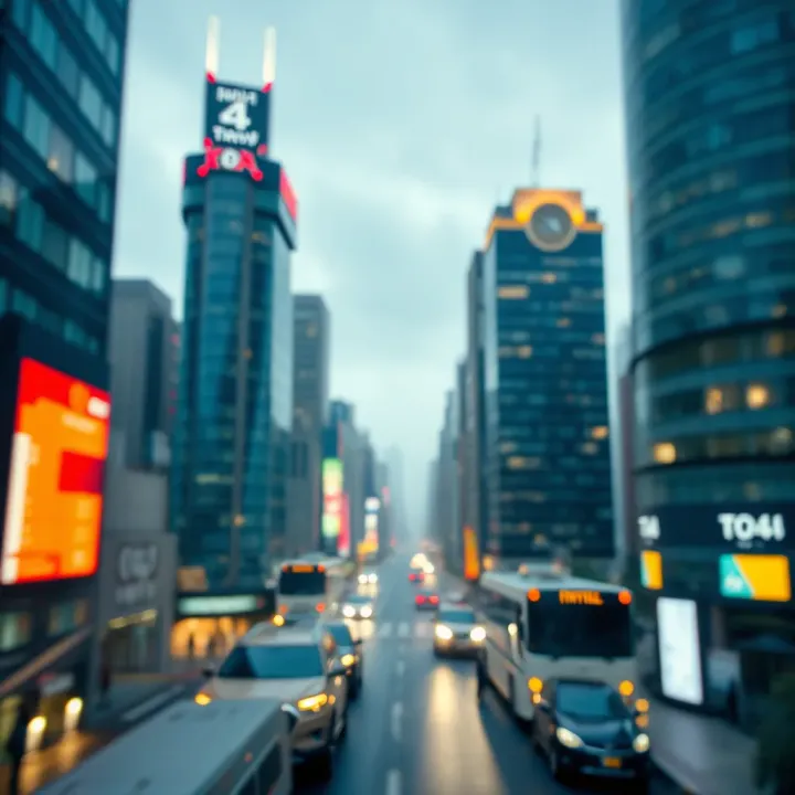 Conceptual representation of digital technology powered by binary code in a futuristic cityscape
