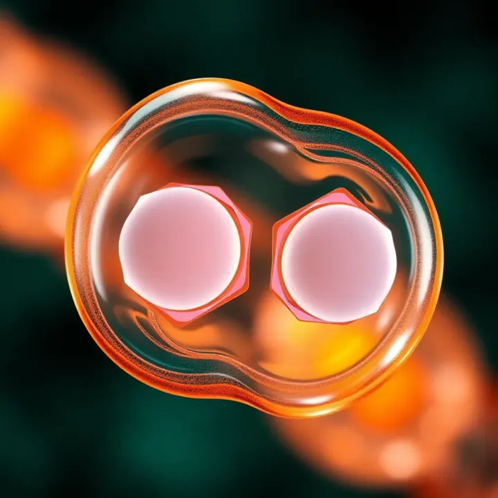 Diagram showing the division of a single-celled organism into two identical daughter cells