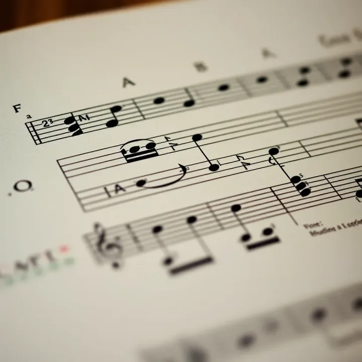 Musical notation showing a composition divided into binary form sections A and B
