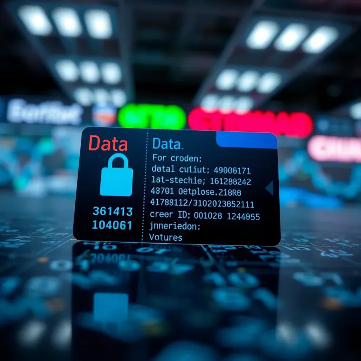 Conceptual digital layout showing secure data encoding on an identification card