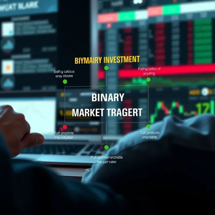 Diagram illustrating the concept of binary investment with clear options for predicted market outcomes