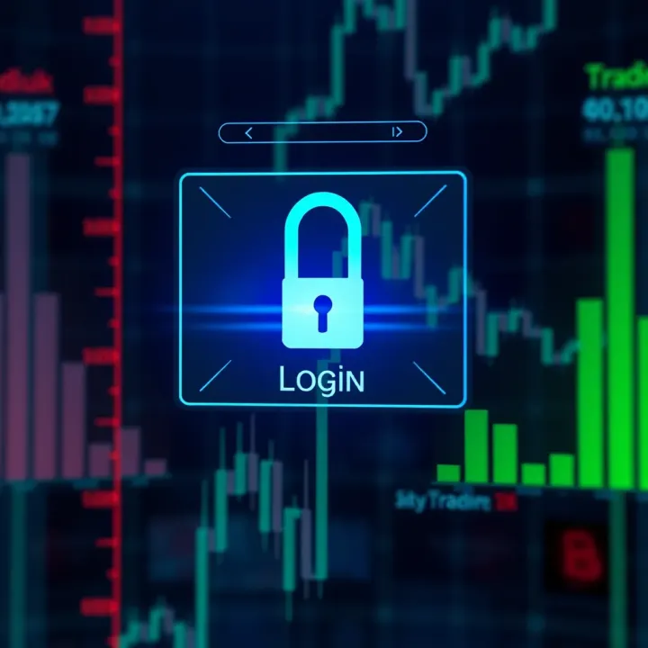 Secure login interface displaying encrypted credentials for real trading account access