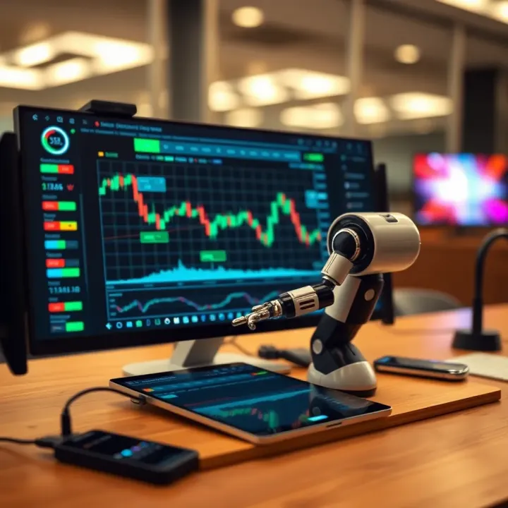 Diagram illustrating the operation of a binary option robot executing automated trades on a digital financial platform