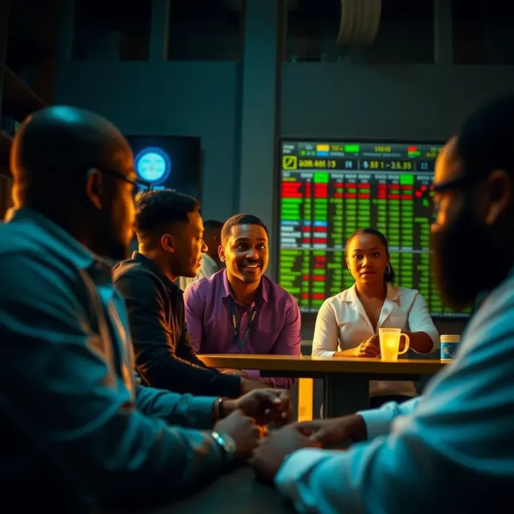 A secure online community platform depicting traders sharing insights and protecting against scams