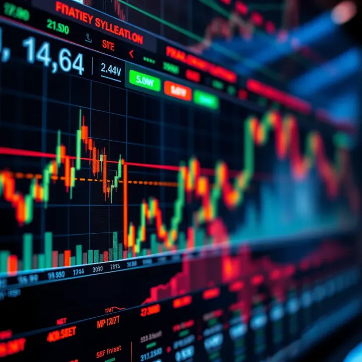 Digital chart displaying financial market trends with binary options signals