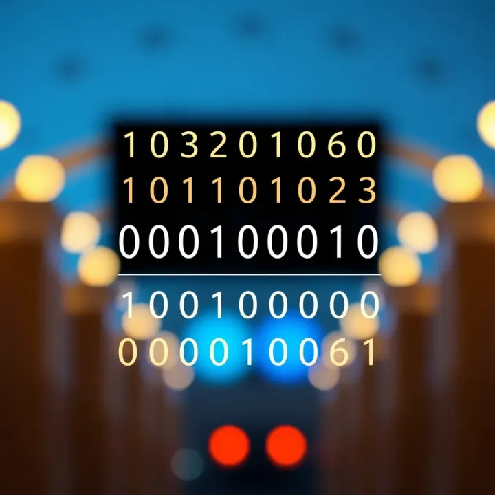 Diagram showing binary digits aligned with corresponding powers of two in a vertical layout
