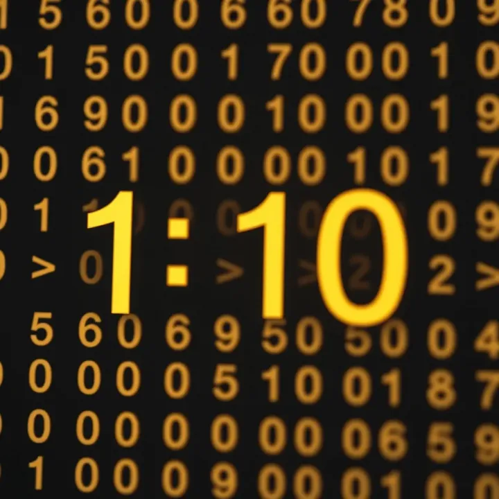 Diagram showing the decimal number ten converted into binary digits with each place value labeled