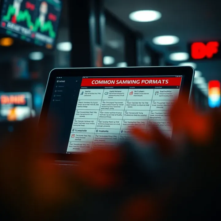Graphic illustrating common types of binary scamming formats used in fraudulent PDF documents