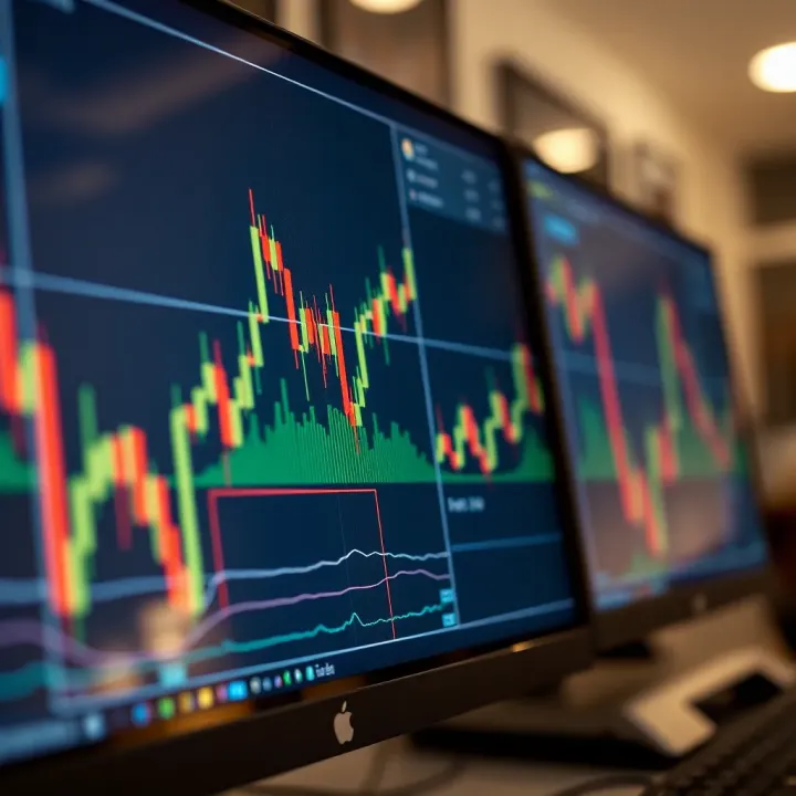 Bullish and bearish chart patterns illustrating potential market trend reversals on trading screens