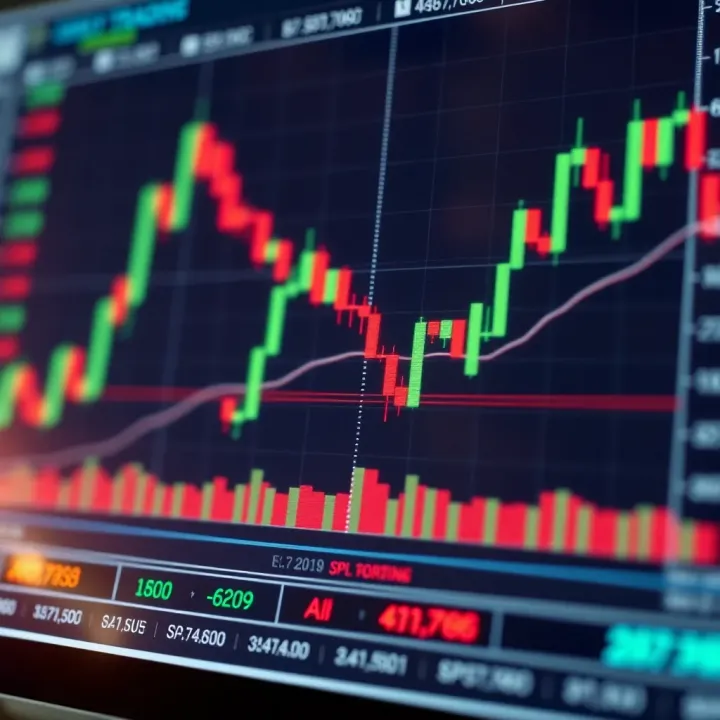 Annotated candlestick chart showing key pattern formations used in technical analysis